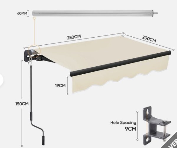 Gelenkarmmarkise Alu Balkonmarkise Wasserdicht Sonnenmarkise mit Kurbel