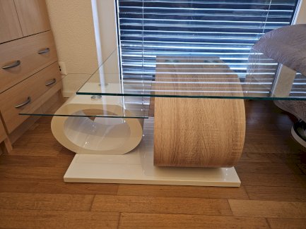 Beistelltisch / Sofa Tisch Eiche und Weiss