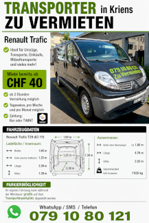 Transporter zu vermieten - Standort Kriens