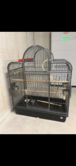 Vogelkäfig mit Untergestell auf Rollen