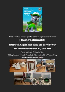 Wohnungsflohmarkt am Samstag, 16.08.2025 von 10:00-16:00 - Gratisinserat.ch