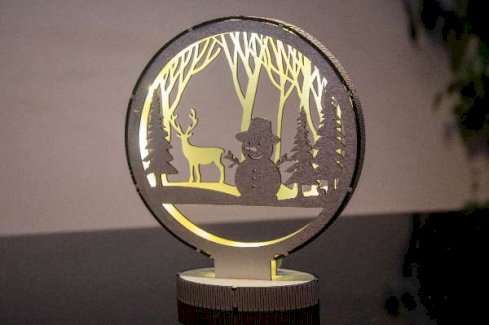 LED Winterlandschaft Dekoleuchte 'Reh & Schneemann'