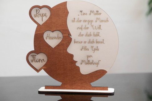 Personalisierter Holzaufsteller zum Muttertag - Gratisinserat.ch