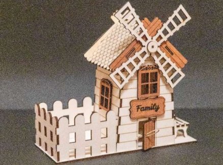 BELEUCHTETE WINDMÜHLE MIT ZAUN, EINGANG SCHILD PERSONALISIERBAR