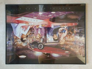 Evening at Ricks Diner Marilyn Monroe Elvis James Dean Bogart - Framed Print