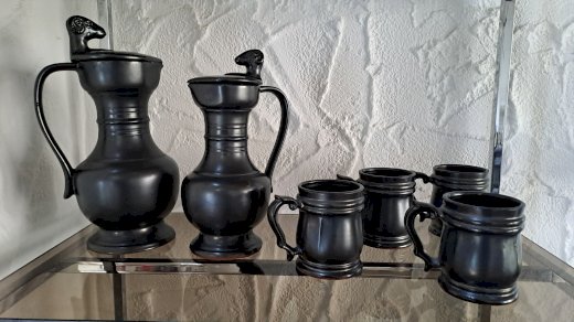 Vintage Service Steingut bronze-schwarz glasiert - Gratisinserat.ch