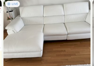 Ecksofa Leder weiss mit Relaxfunktion neue Zustand