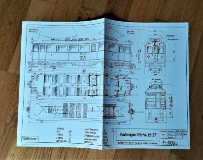 Originaltypenskizze des RhB ABe 4/4 Bernina - Triebwagen Nr. 35 - 37