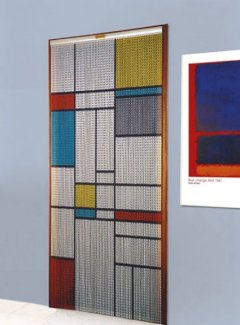 Türvorhang aus eloxierten Aluminiumketten, Design Buntglas