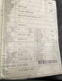 Honda CMX 500A - Gratisinserat.ch