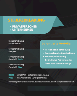 Steuererklärung professionell ausgefüllt - Gratisinserat.ch