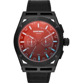  Diesel Leder-Armbanduhr Timeframe "Schwarz" (FABRIKNEU) 