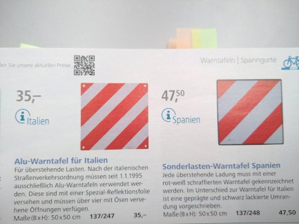 Warntafel für Fahrradanhänger - Gratisinserat.ch