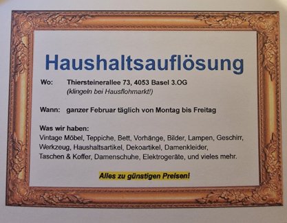 Haushaltsauflösung - Gratisinserat.ch
