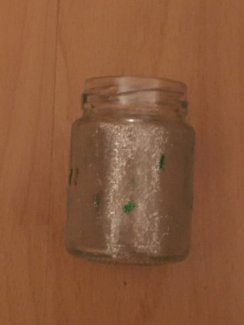 Glasvase glitzerfarbe silbergrün