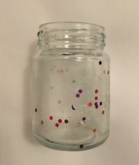Glasvase glitzerfarbig