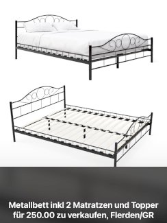 Doppelmetallbett inkl Matratzen & Dopper - Gratisinserat.ch