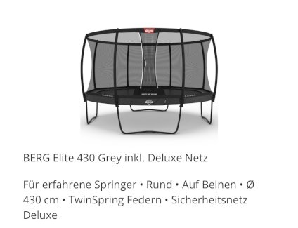 BERG Trampolin Elite 430, grey
