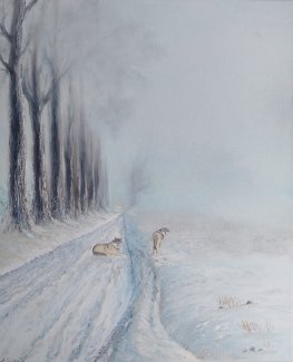 Winter Wald Wolf von Kunstlerin direkt. Oelbild - Gratisinserat.ch