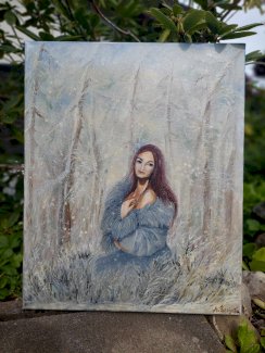 Wald Winter Frau handgemalt. Neues Oelbild - Gratisinserat.ch
