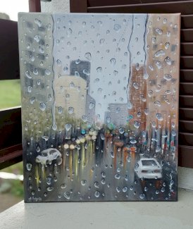 Regen Tropf Gemaelde handgemalt. Oel auf Leinwand - Gratisinserat.ch