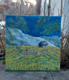 Berge Hund Wandern handgemalt. Neues Oelbild - Gratisinserat.ch