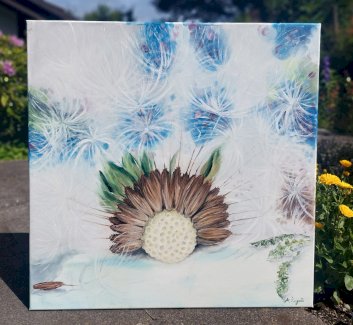 Pusteblume Fruhling weiss, neue Oelgemaelde