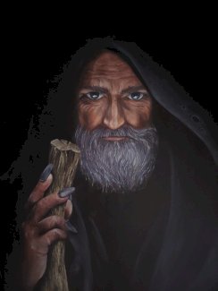 Wizzard Schwarz Oelgemaelde neu, handgemalt Unikat