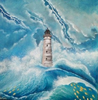 Lichthaus Welle handgemalt. Neue Oelgemaelde - Gratisinserat.ch