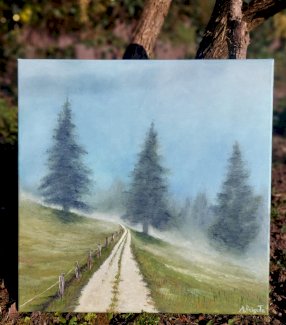 Wander Wald Nebel gemalt von mir UNIKAT