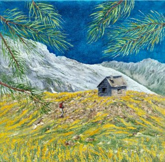 Berge Haus Hund gemalt von mir. - Gratisinserat.ch