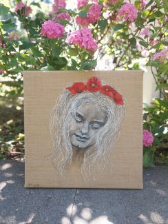 Madchen. Oelgemaelde. Neu, handgemalt