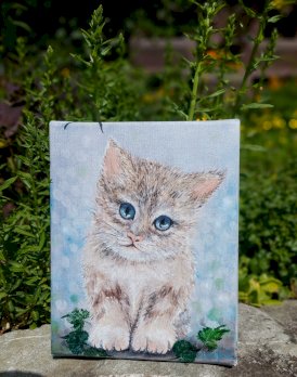 Katze Baby Grau gemalt von mir