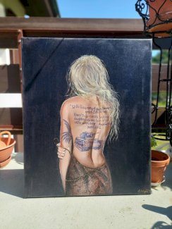Blonde Tattoo Frau gemalt von mir WOW