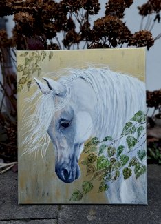Pferd Gold handgemalt. Neue Gemaelde