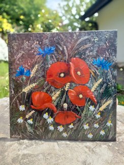 Mohn Feld Herbst gemalt von mir 60/60 - Gratisinserat.ch