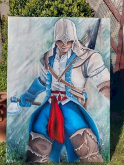 Gemaelde Warrior Assasin, handgemalt