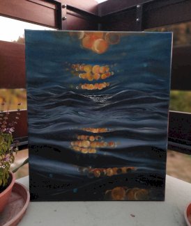 Wasser Sonne See gemalt von mir