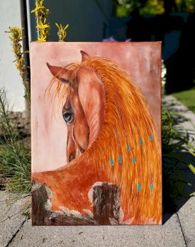 Rotes Pferd Schmuck gemalt von ir MEGA