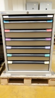 Schubladenschrank weiss grau für unter Werkbank 80cm, 7 SL