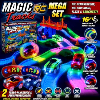 Magic Tracks RC Mega Set leuchtende Rennbahn mit 2 RC Autos und Fernsteuerung Neu für Kinder - Gratisinserat.ch