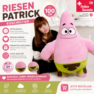 Patrick Star aus SpongeBob Schwammkopf XXL Plüschtier ca. 100 cm extra weich Kuscheltier Neu - Gratisinserat.ch