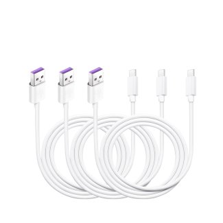Ladekabel für Smartphones USB Typ C 1 m weiss 3er Set