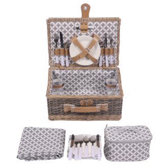 Picknickkorb Set für 4 Personen 40 x 28 x 19 cm