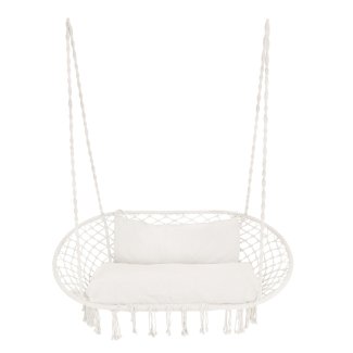 Doppel Hängesessel mit Kissen weiss