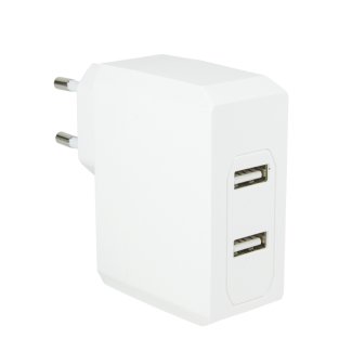 USB Steckdosenadapter 2-fach weiss