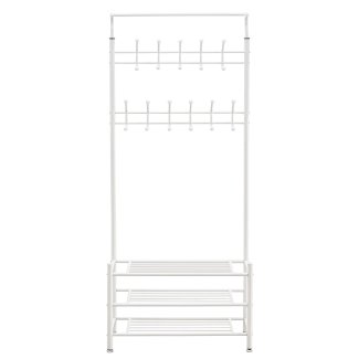 Garderobe mit 3 Schuhablagen weiss