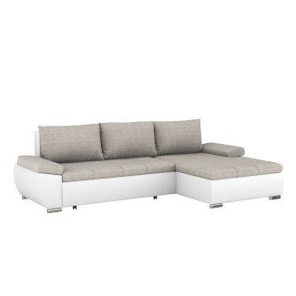 Ecksofa mit Schlaffunktion KIRA rechts weiss/grau