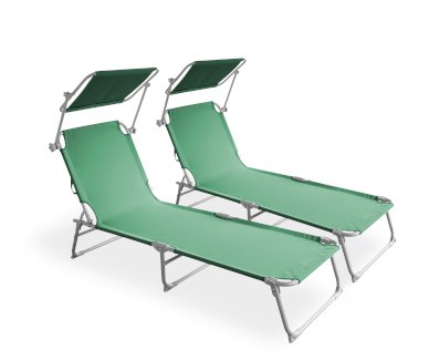 Liegestuhl LETTINO 2er Set grün