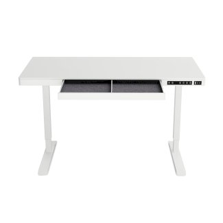 Stehpult elektrisch mit Schublade 120 x 60 cm weiss